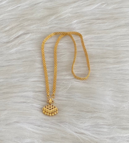 Gold tone 18 inches chain with purple stone pathakkam pendant dj-54906