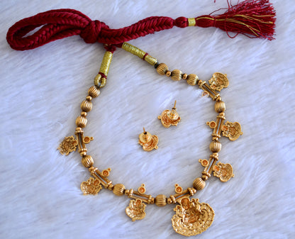 Antique matte lakshmi beaded necklace set dj-52741