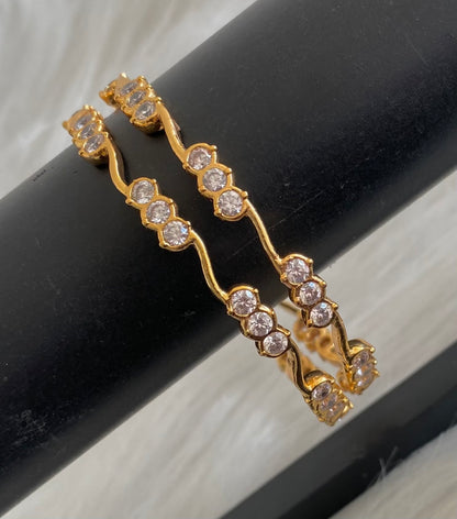Gold tone white stone bangles(2.4) Dj-53892