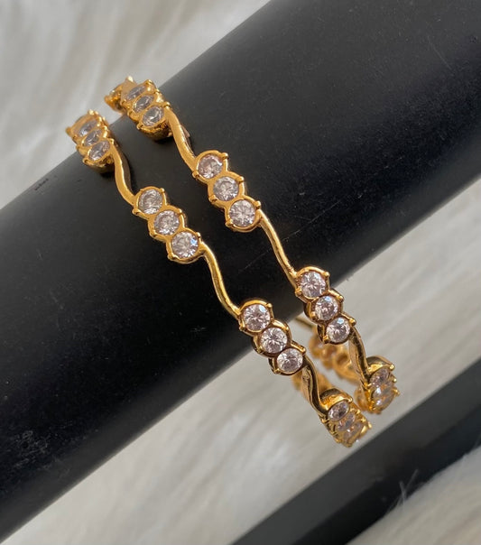 Gold tone white stone bangles(2.12) Dj-53895