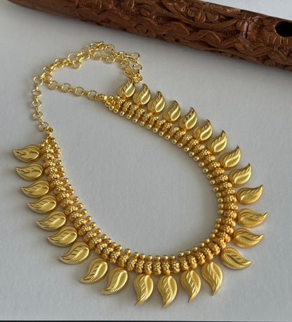 Matte gold tone kerala style mango necklace dj-51653