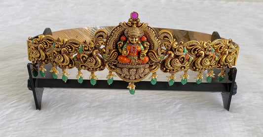Matte finish meenakari lakshmi peacock waist belt dj-53519