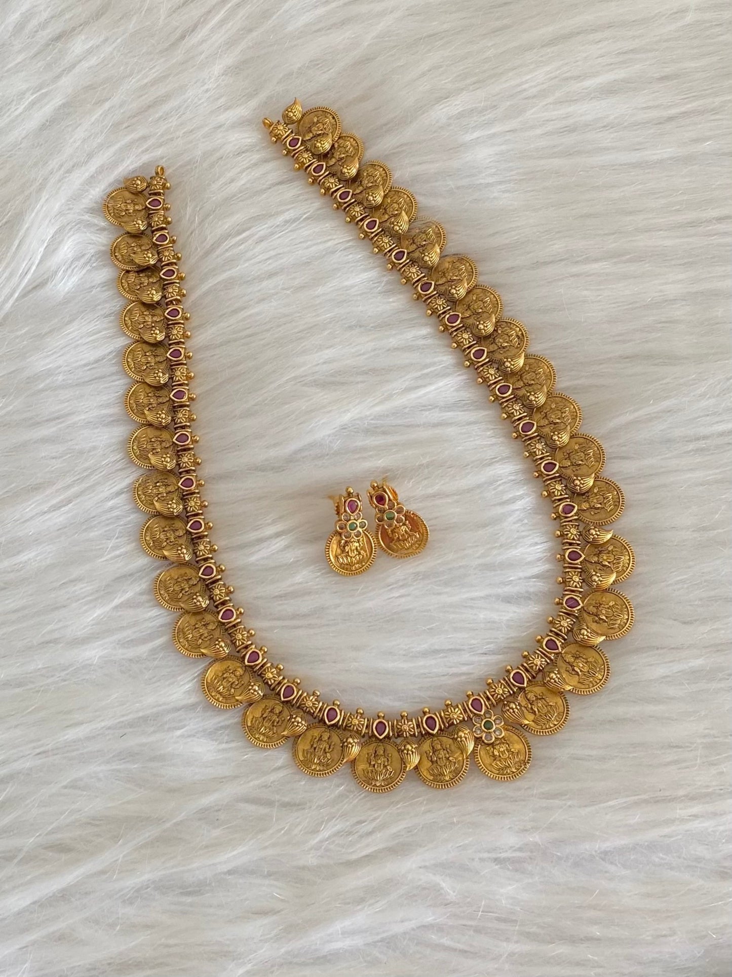 Matte finish mango lakshmi coin short haar set dj-54561