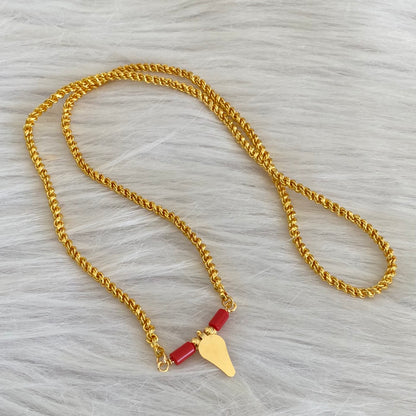 Gold tone 24 inches kerala style elakka thali coral mangalyam dj-54109
