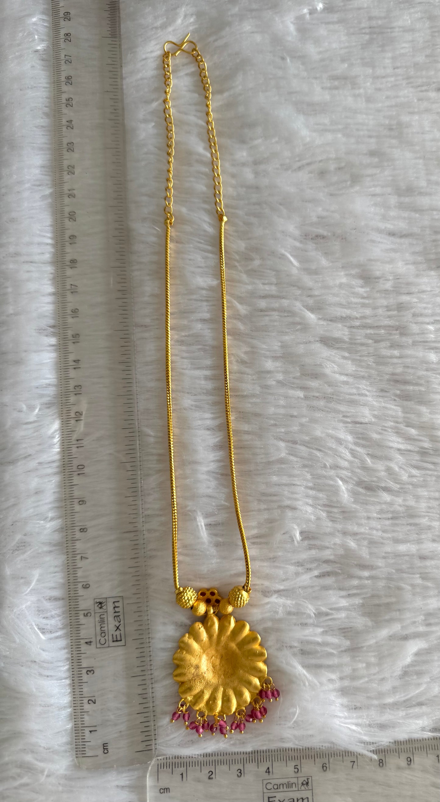 Gold tone pink stone flower kodi necklace dj-51686
