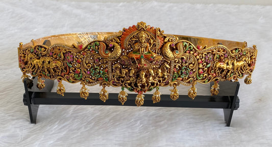 Matte finish meenakari lakshmi peacock horse waist belt dj-53521