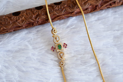 Matte finish cz kemp-green 24 inches mango mugappu chain dj-52415