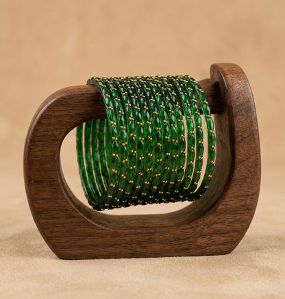 Set of 12 bottle green glass bangles(2.4) dj-52800