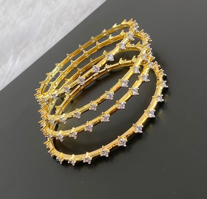 Two tone cz white stone set of 4 bangles(2.4) dj-53418
