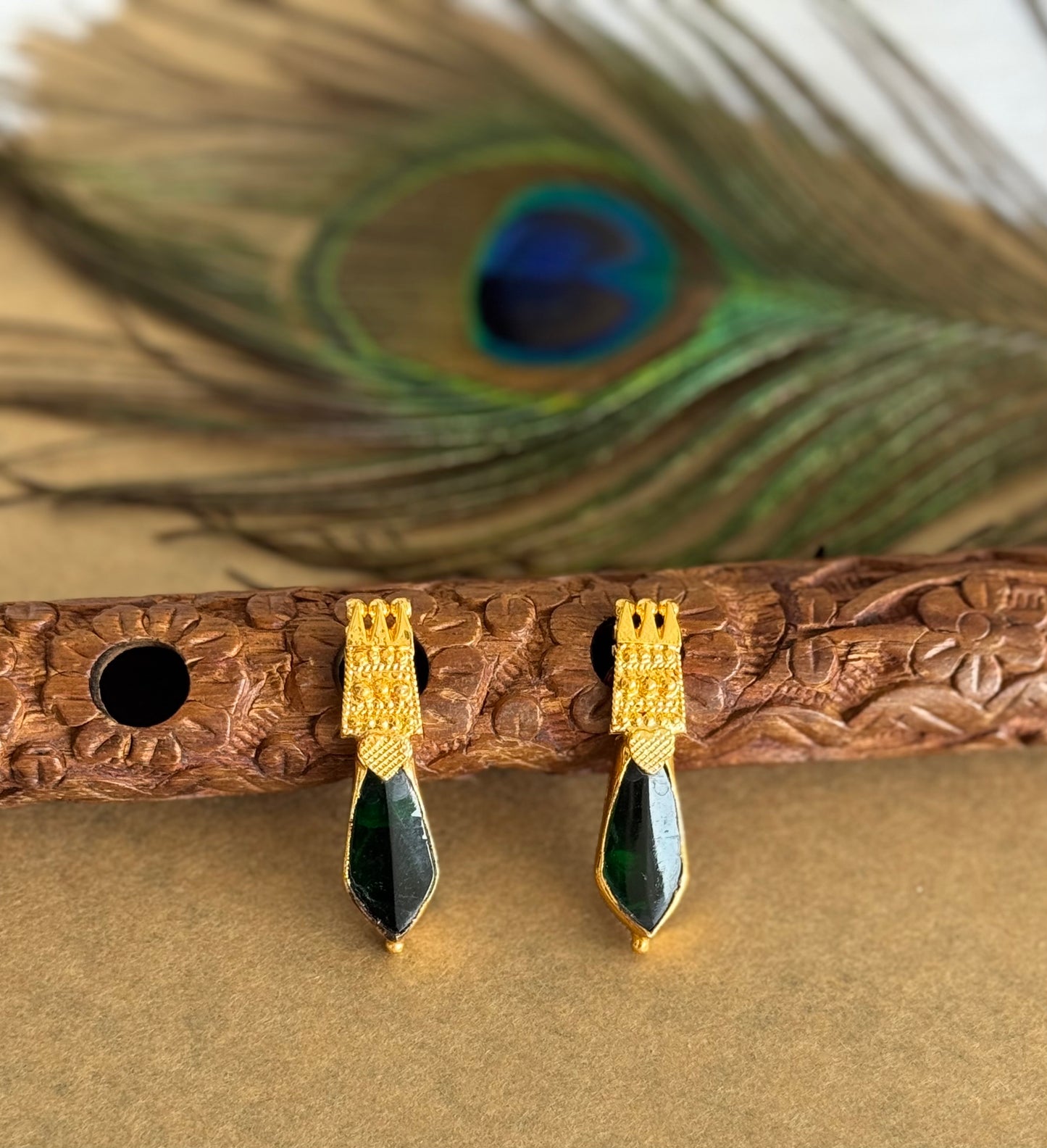 Gold look alike green-pink kerala style nagapadam big necklace dj-51720