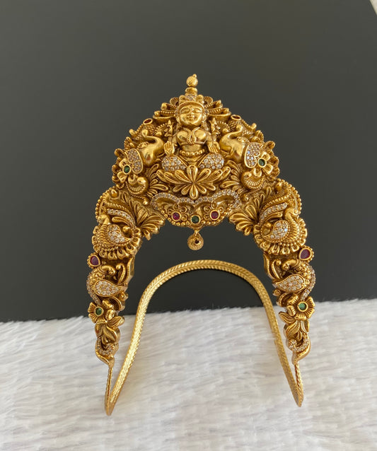 Antique gold tone cz kemp-green white lakshmi peacock elephant vanki/bajuband dj-53003