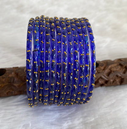Set of 12 dark blue glass bangles(2.4) dj-52823