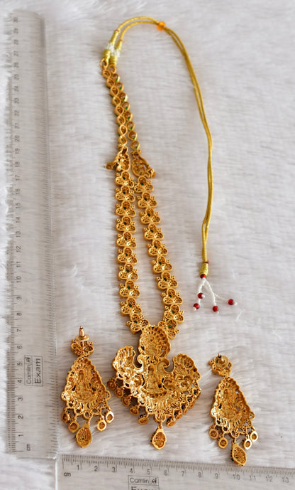 Matte finish cz green lakshmi peacock haar set dj-52435