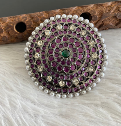 Black finish precious kemp-green-white pearl round flower hair jwell(rakodi) dj-53388