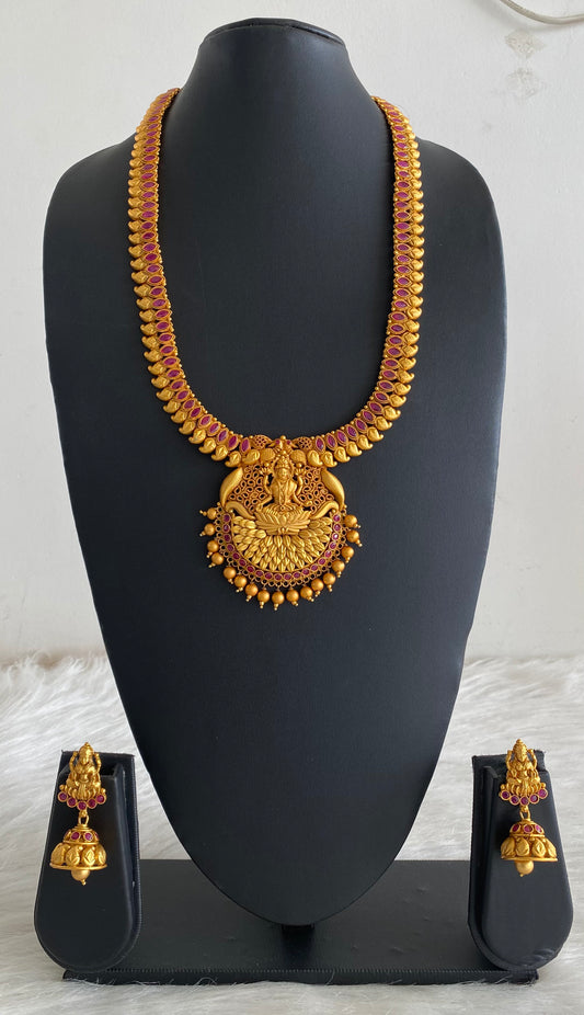 Matte Finish Ruby Lakshmi Haar Set dj-10371
