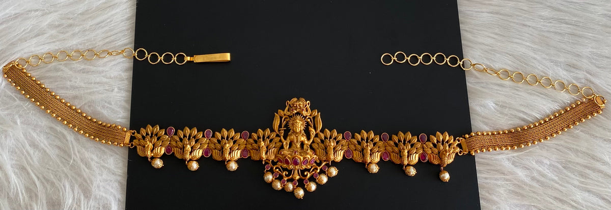 Matte finish ruby Lakshmi bridal waist band dj-10415