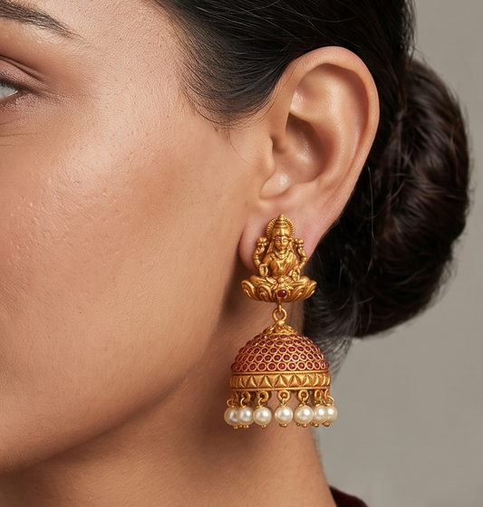 Matte finish ruby Lakshmi jhumkka dj-10703
