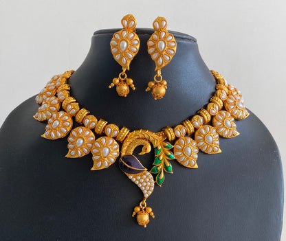 Matte Finish Pearl Meenakari Peacock Set DJ10712