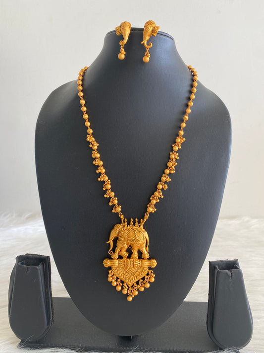 Matte finish beaded Elephant necklace set dj-10767