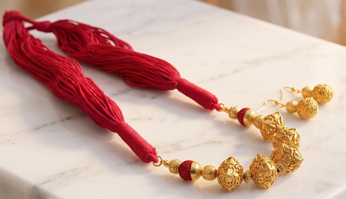 Antique gold tone Beaded Red Necklace Set -dj10880