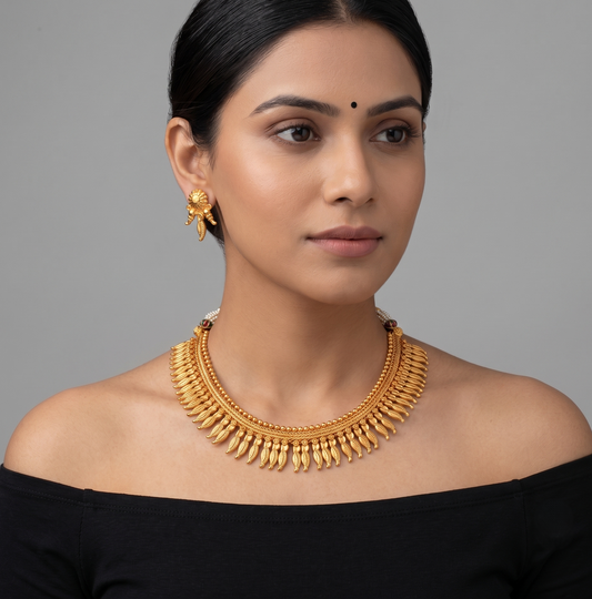 Gold Tone Kerala style Choker Necklace Set-dj10946