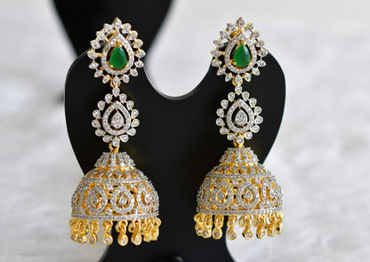 Two tone cz emerald long jhumkka dj-51880