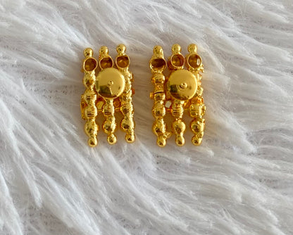 Gold tone elakka pink stone earrings dj-54358