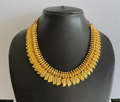 Matte gold tone kerala style lakshmi mango necklace dj-51652