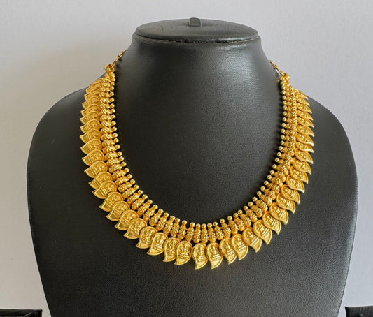 Matte gold tone kerala style lakshmi mango necklace dj-51652
