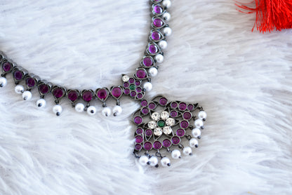 Black finish precious kemp-green pearl necklace dj-52533