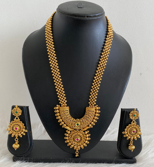 Antique gold tone ruby-green Short Haar Set -dj11044