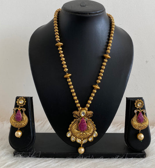 Antique Pink Kundan Chain/Necklace Set DJ11083