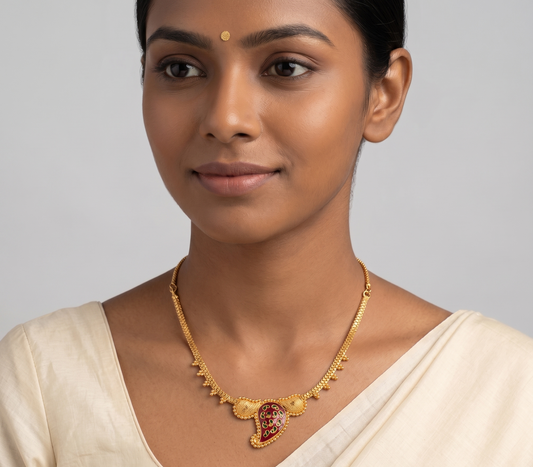 Gold tone Mango Meenakari Necklace -dj11099