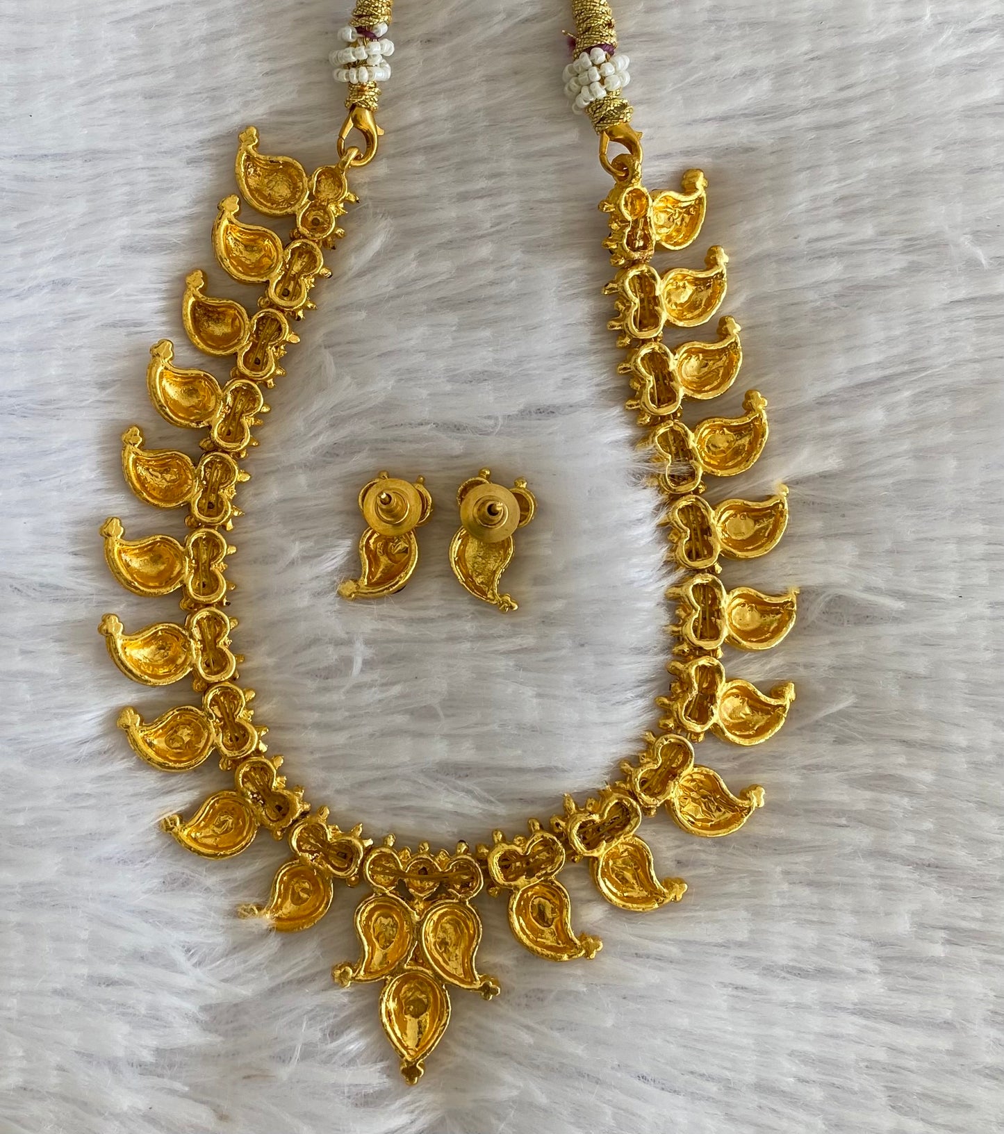 Antique gold tone black stone mango necklace set dj-52967