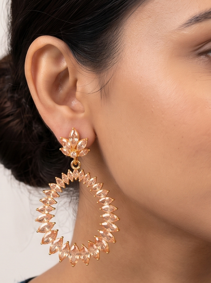 Gold Tone Gold Color Stone Earrings -dj11146