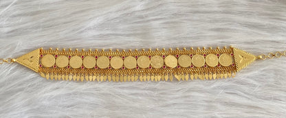 Gold tone kerala style elakka lakshmi coin choker necklace dj-54103