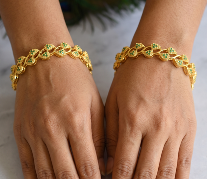 Gold tone emerald mango Bangles (2.6) dj-11217