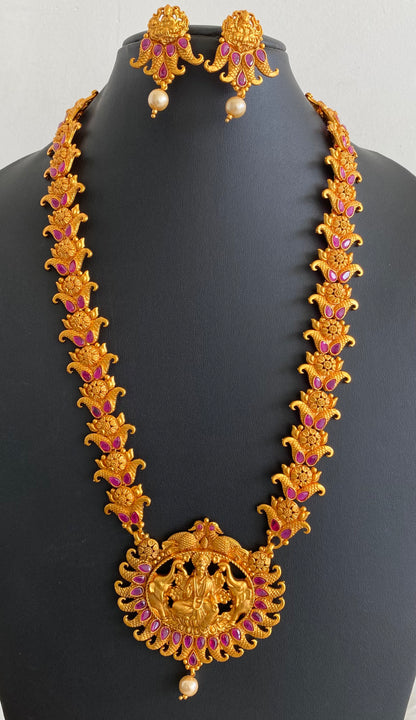 Matte finish semiprecious ruby Lakshmi long haar set dj-11246
