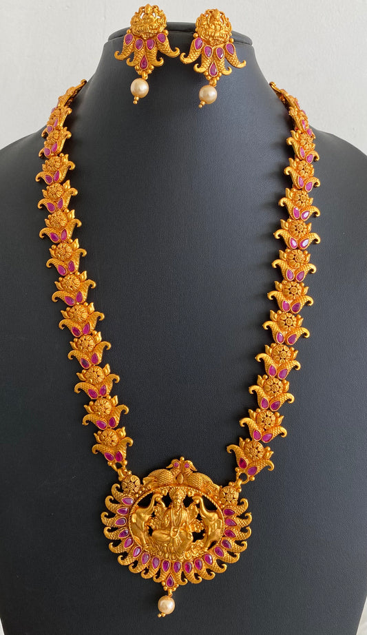 Matte finish semiprecious ruby Lakshmi long haar set dj-11246