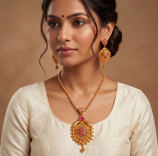 Gold Plated Kemp Designer Necklace Set-dj11274