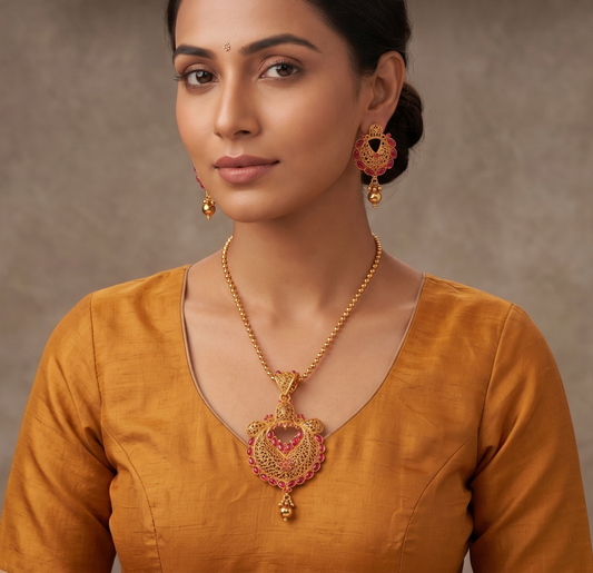 Antique gold tone Kemp Bali Necklace Set-dj11277