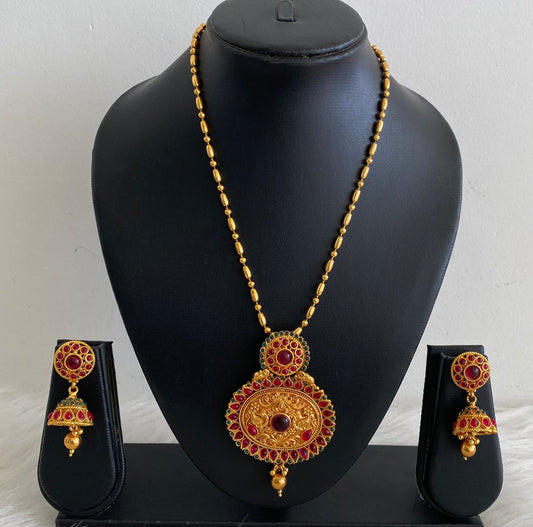 Antique Gold Tone Kemp-green Peacock Pendant Necklace Set-dj11291
