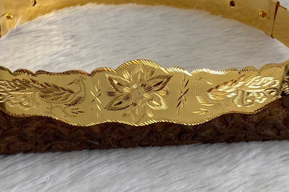 Gold tone peacock flower design adjustable waist belt (kids) dj-53469