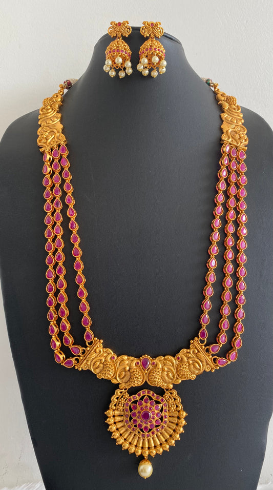 Matte finish ruby multilayer peacock multilayer haar set dj-11495