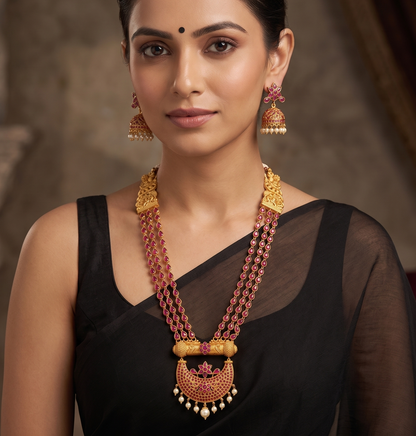 Matte finish ruby multi layer moon haar set dj-11497