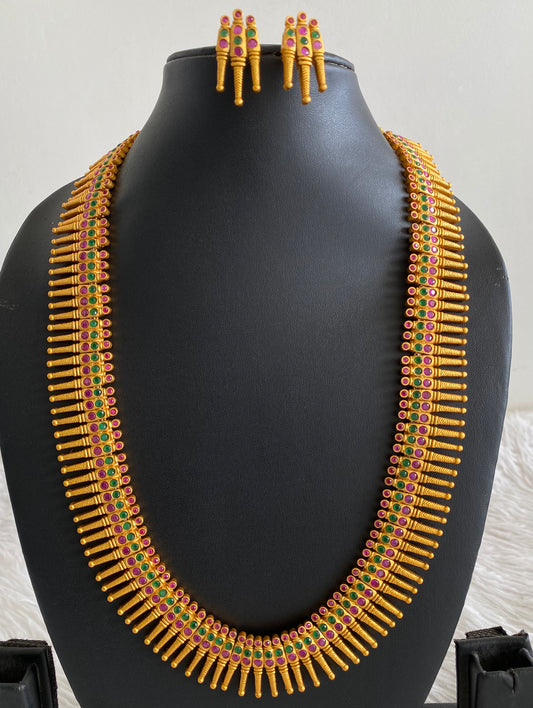 Matte finish ruby-emerald kerala style haar set dj-11520