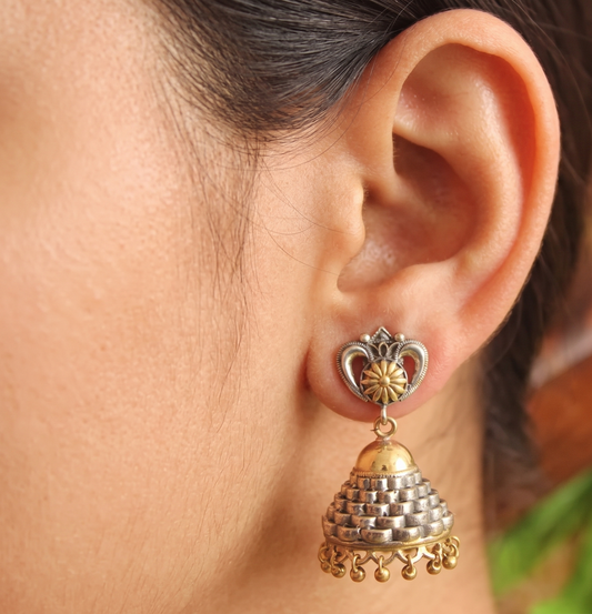 Oxidised Silver Two Tone Designer Jhumkka -dj11592