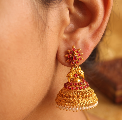 Antique gold tone Kemp Peacock Jhumkka -dj11626