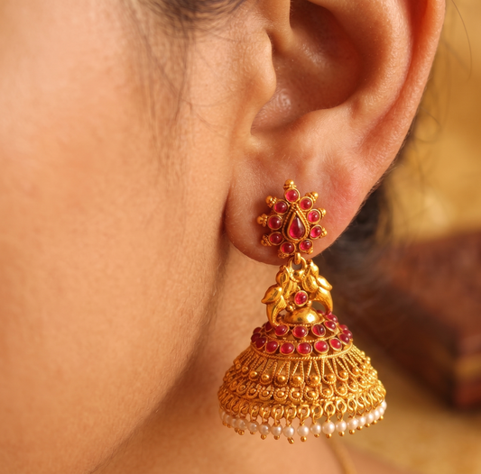 Antique gold tone Kemp Peacock Jhumkka -dj11626