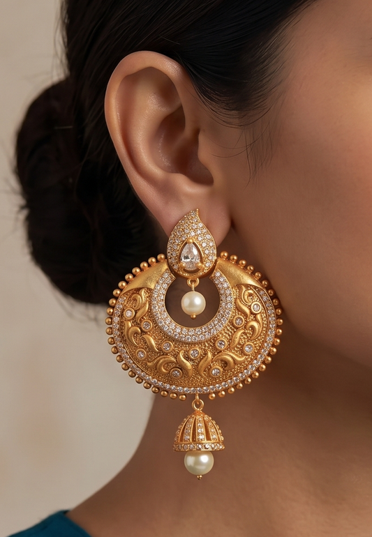 Matte finish white mango bali earrings -dj11684